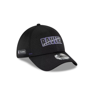 Black Baltimore Ravens Hat - New Era NFL Official Summer Sideline 39THIRTY Stretch Fit Caps USA1305427